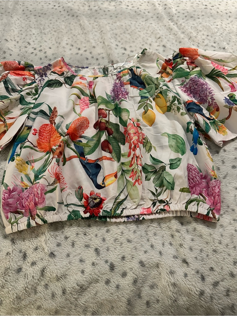 Calypso St. Barth White Floral Tropical Crop Top